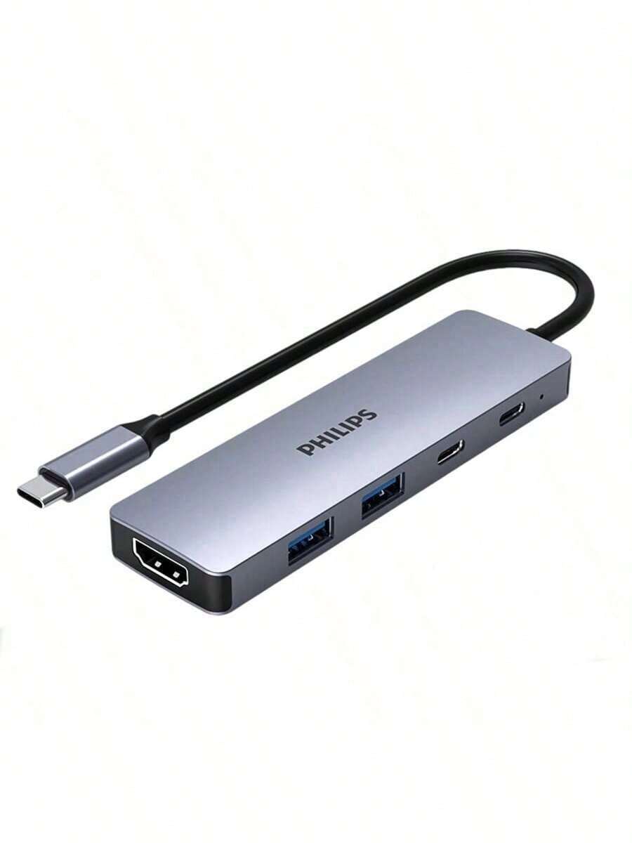 PHILIPS Trạm kết nối SWR1607L/93 Type-C có thiết kế mỏng nhẹ và di động, mở rộng nhiều giao diện chỉ với một cáp duy nhất, hỗ trợ đầu ra độ phân giải cao 4K và tương thích rộng rãi với nhiều loại máy tính xách tay. - Xám không gian - Xem 1