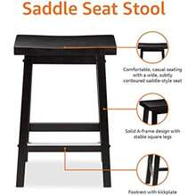 Basics Taburete de madera maciza con altura de encimera de cocina, 61 cm de altura, color blanco, juego de 2(Negro Taburete de barra de 61 cm) - Multicolor - Ver 5