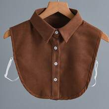 休闲简约衬衫领款式，女士仿领衬里，可水洗，百搭配饰，适合春、秋、冬装搭配 - 咖色尖領 - 查看 9