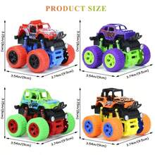 Monster Truck Toys - Friction Powered Toy Cars Push And Go Vehicles For Toddlers Kids Best Christmas Birthday Party Gift For Boys Girls Aged 3 And Above 4-Pack - Multicolor - View 4