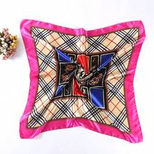 Women's Large Square Satin Scarf 90x90 Chic Polyester Printed - Hot Pink - View 3