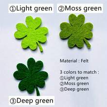30片鲜艳的绿色四叶草毛毡片 - 非常适合DIY幸运符礼物、发夹、胸针、日记本和书签装饰、相框装饰 - 彩色 - 查看 7