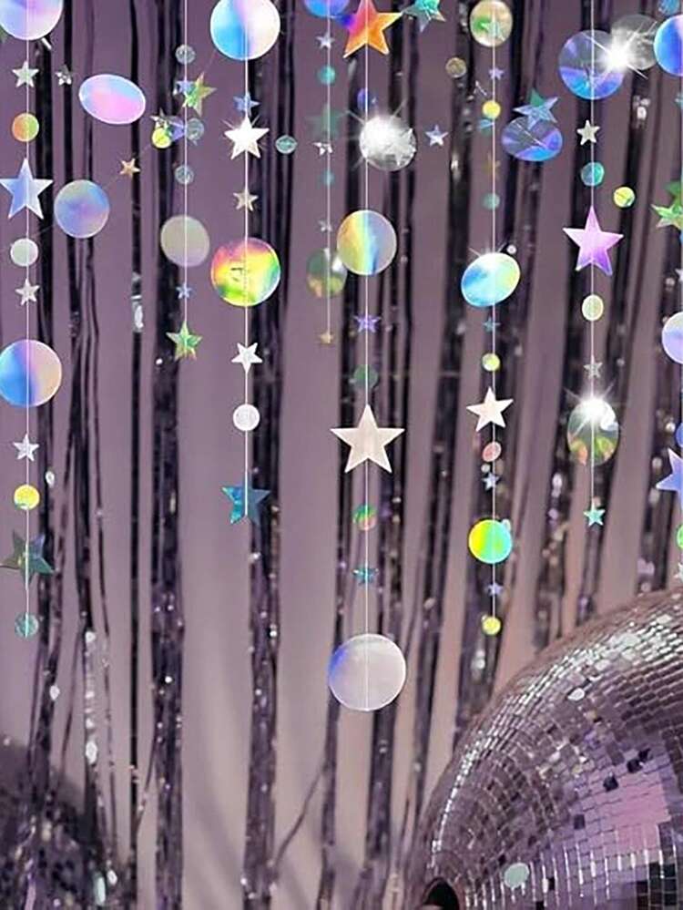 1/2/3pcs Champagne Gold Star And Moon Garlands Decorations Hanging,Gold Party Decorations Stars Banner Streamer Backdrop,Twinkle Little Star Decorations For Birthday Baby Shower, Ramadan,Night Theme Party Supplies,Wedding Party Supplies - Multicolor - View 8