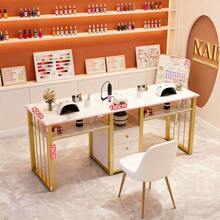 Escritorio Minimalista Para Salón De Uñas Con 3 Cajóns 160cm - Multicolor - Ver 5