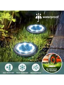 2pcs/4pcs Solar Powered LED Ground Lights - 8 LED White/Warm Light, Portable, Stainless Steel Housing, Solar Rechargeable, Ideal For Garden, Lawn, Driveway, Pathway, Deck, Solar Landscape Lighting - Multicolor - View 9