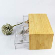 2/3 Layer Bamboo & Acrylic Jewelry Storage Box - Household Dust-Proof Organizer Box - Desktop Small Items Sorting Drawer Box - Multicolor - View 9
