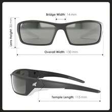 Edge SR117 Reclus - Gafas de  envolvente, antiarañazos, antideslizantes, UV 400, grado militar, compatible con ANSI/ISEA y MCEPS, 5 pulgadas de ancho, marco negro/lente de espejo plateado(Polarizado G-15 Silver Mirror) - Multicolor - Ver 3