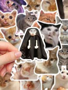100张趣味猫咪乙烯基贴纸，创意DIY防水贴纸，适用于马克杯、冰箱、书籍、行李箱、桌子、头盔、滑板、相机、吉他、笔记本电脑等。 - TZ10096-50pc - 查看 4
