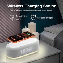 15W Wireless Charging Station Digital Alarm Clock With Temperature Display, Wireless Charging Base And Night Light, Compatible With IPhone 17/16/15/14/13/12 And Galaxy Series - Grey - View 3