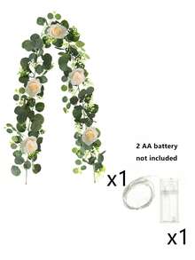 1 Set Artificial Flower Wreath With Lights, Realistic Floral Wreath, Suitable For Arches, Dining Table Centerpieces, Wall Decor, Parties, Home, Weddings, Valentine''s Day Decoration - Multicolor - View 7