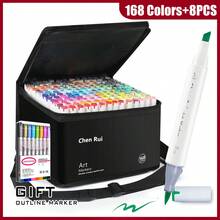 Chen Rui Multicolored Art Markers 48-180 Colors Double Tip Permanent Chisel & Brush Professional Marker Set For Drawing Coloring , First Day Of School - White - View 25