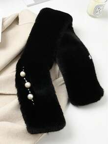 1pc Women's Fluffy Thick Scarf, Solid Color Furry Neck Warmer, Cute Fuzzy Scarf For Girls And Adults, Non-Shedding, Winter