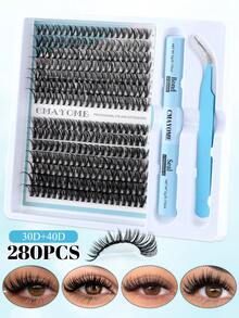 280片D型卷翘扇形假睫毛套装,包含胶水和定型液,打造自然蓬松的日常美睫。此款睫毛套装包含10D/20D/30D/40D/50D/60D/80D/100D六种款式,长度9-16毫米,适合派对、婚礼、旅行和日常佩戴。 - 藍白色 - 查看 12
