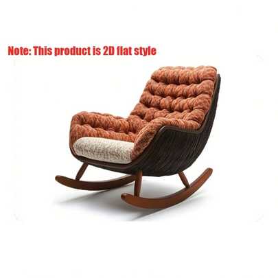 2D平面，2D平面1件装，工业风摇椅 - 经典金属藤编摇椅，经典木纹设计印于金属上，现代美学，墙面艺术铁皮画，适合家居和办公室装饰，完美的情人节礼物，复古铁皮画装饰，2D，非常适合房间装饰