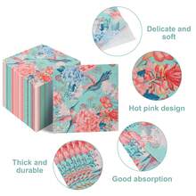 20张/40张/60张/套 柔软方形绿色花卉喜鹊图案餐巾，双层，展开尺寸33厘米*33厘米，适用于：婚礼、下午茶、生日派对装饰、派对装饰、派对用品、节日装饰、节日用品