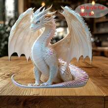 1pc Colorful Blue-Eyed Dragon Sculpture, Acrylic Fantasy Desktop Decor - Realistic Design With Vibrant Scales, Ideal For Home, Office And Outdoor Spaces, Perfect Valentine's Day Gift - Multicolor - View 2