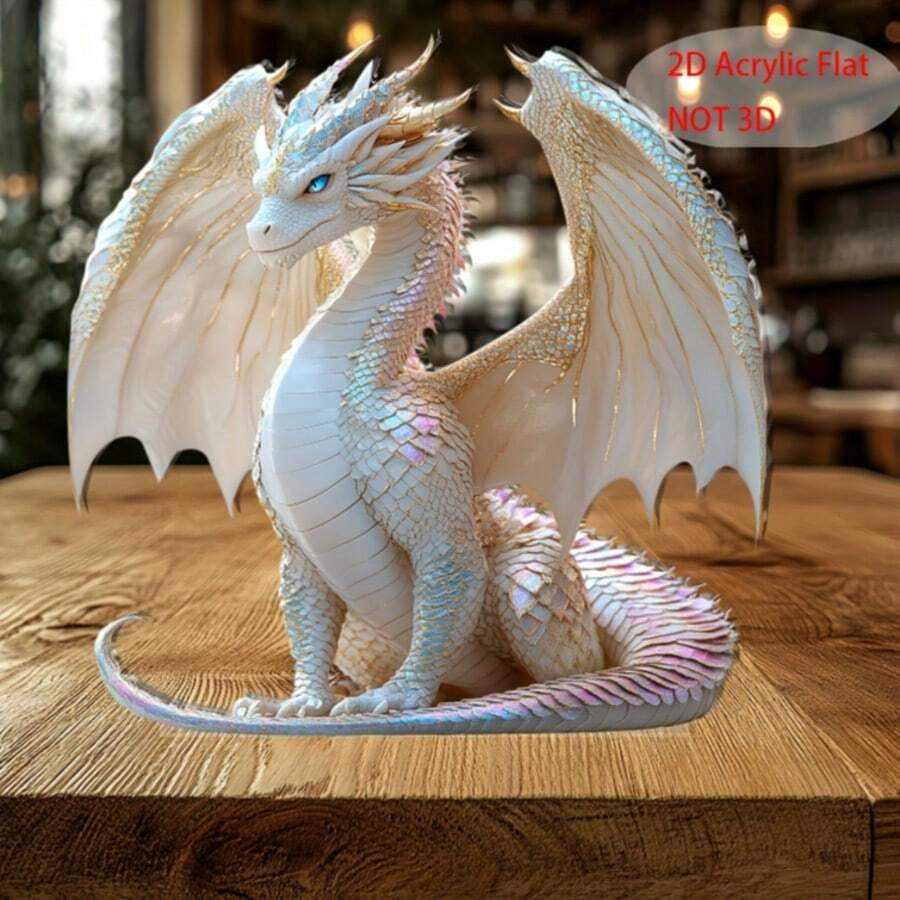 1pc Colorful Blue-Eyed Dragon Sculpture, Acrylic Fantasy Desktop Decor - Realistic Design With Vibrant Scales, Ideal For Home, Office And Outdoor Spaces, Perfect Valentine's Day Gift
