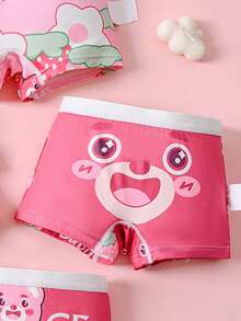 4件套女童少女可爱熊印花柔软休闲舒适内裤内衣套装