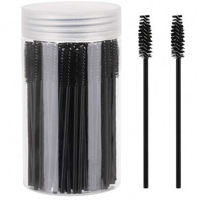 200/100/50/10pcs Eyelash Brush, Eyelash Mascara Brush (With Storage Box), Flexible Disposable Eyebrow Brush, Eyelash Extension Brush, Eyebrow Brush, Castor Oil Brush (Black),Giveaways