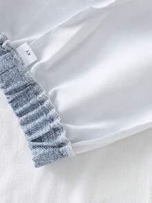 3pcs Toddler Girls' Sweet & Casual Long Sleeve Lightweight Pullover, Sleeveless Tank Top, Denim Effect-Look Pants Set, Spring/Autumn