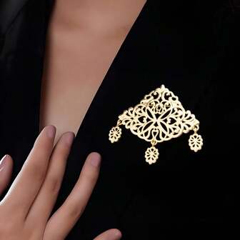 1 st elegant saharaarabisk brosch för mogen kvinna, huvudduk/halsduksnål, ihålig metallblommig design, algeriska marockanska brudsmycken för bröllopsfesten