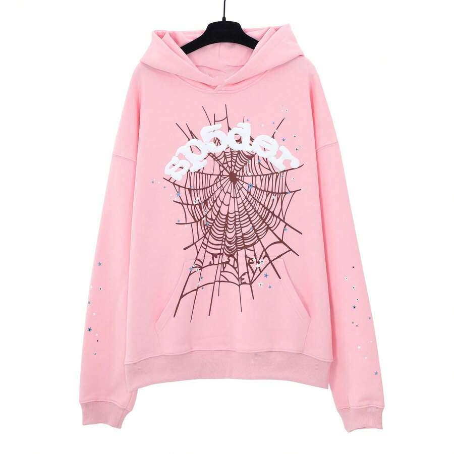 NEW Hip Hop Spider Hoodies Set Y2k Hoodie ,Tracksuit Pullover Sweatshirt And Trousers For Men Or Women Matching Hoodies For Couples Casual Unisex  Spring/Fall    Regular Fit    Drawstring    Halloween - Hồng - Xem 1