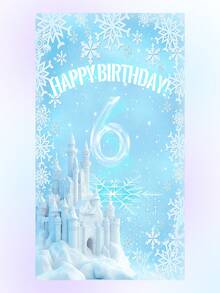 Banner phông nền tiệc sinh nhật chủ đề Frozen bằng polyester, in hình lâu đài, phù hợp cho sinh nhật lần thứ nhất, trang trí nhà cửa cho tiệc sinh nhật. - Màu xanh nhạt - Xem 10