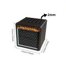 Boîte de rangement vintage noire et dorée pour 6 médiators de guitare - Étui de rangement moderne pour médiators, design réaliste d'enceinte, décoration de bureau, accessoire d'instrument de musique, compartiments durables, cadeau musical - Multicolore - Voir 4