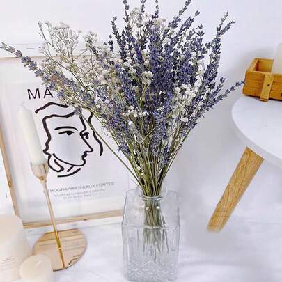 Dried Flowers Bouquet, Babys Breath Lavender Flowers Bouquet Valentines Day Present