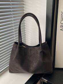 新款时尚大容量手提包/单肩包，适合派对、郊游、度假、购物和日常使用，可存放硬币、手机等物品，也适合作为办公室女士、大学生和上班族的公文包，优雅女士包。 - 咖啡 - 查看 2