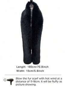 1pc Women Solid Color Faux Fur Scarf, Party Fake Fur Collar, Winter Wedding Ceremony Accessory - 20th Century Style For Dress ZIFQ - Black - View 4