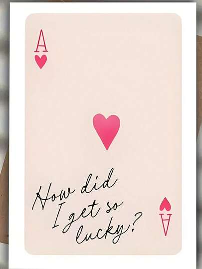 1 pieza "Me he vuelto tan afortunado" Tarjeta de felicitación divertida del Día de San Valentín, con diseño de as de póker, el mejor regalo para tu pareja, tarjeta de alta calidad con sobre (12x17cm)/(4.72x6.7in)