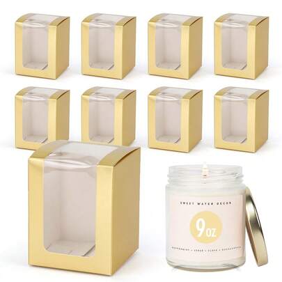 20 个 8x8x10 厘米纸盒，带展示窗，适用于 9 盎司酒杯、蜡烛、婚礼新娘派对礼物