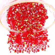 2MM-6MM, 5 Sizes, Assorted Transparent AB Color Resin Round Flat Bottom Crystal Rhinestone Jewelry DIY Beads, Suitable For Phone Cases, Nail Stickers, Clothes, Bags, Shoes, Crafts, Sparkling Nail Art Decorations