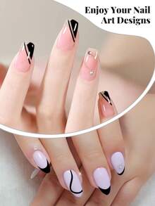 Sơn gel móng tay chủ đề Giáng sinh, Gel kẻ viền móng, Sơn gel trắng, Gel tẩy sơn móng tay UV, Cọ vẽ móng mỏng tích hợp trong chai, Quà tặng cho phụ nữ - màu đen - Xem 5