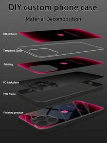 1pc Custom Name, Black-Pink Gradient Fashionable High-End Business Minimalist Apple Design, Tempered Glass + TPU Soft Edge Shock-Resistant Scratch-Resistant Phone Case Compatible With Apple 17 Pro Max/16 Pro Max/15 Pro/14 Plus/13 Pro/12 Pro Max/11/Xs Max/8/7/6 Plus, S24 Ultra/S25 Ultra, Redmi/ Phones Accessories - Black - View 4