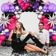 111pcs Pink & Purple Balloon Arch Kit, Purple & Black Balloon Garland With Star Foil Balloons, Suitable For Wedding, Birthday, Graduation, Engagement Party Decoration - Multicolor - View 4