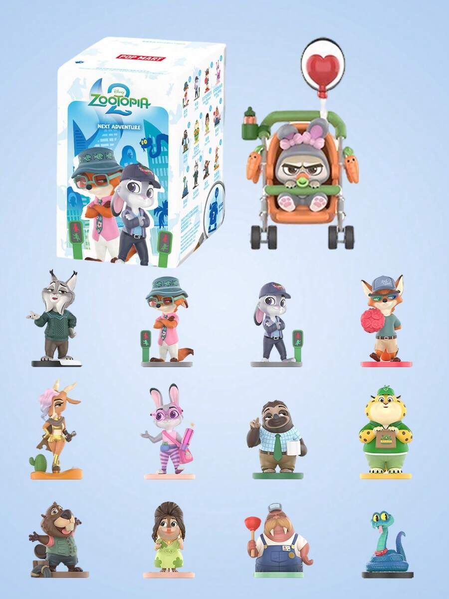 POP MART 下一季冒险系列盲盒收藏人偶 - 朱迪·霍普斯、尼克·王尔德卡通人物桌面摆件、动漫迷礼物（1 个盲盒） - 彩色 - 查看 1