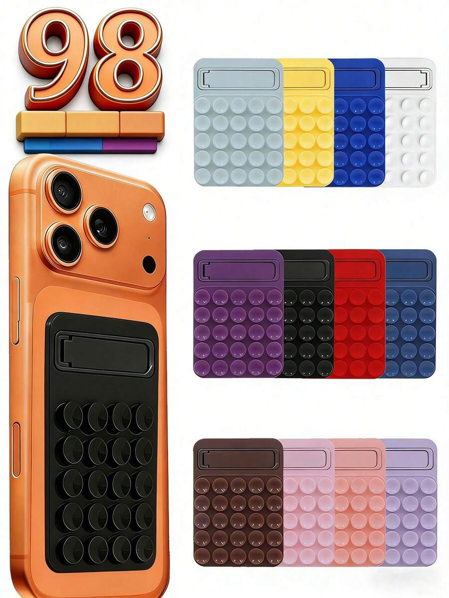 20个装自粘手机支架,硅胶手机壳支架,带可折叠支架,免提手机配件支架,适用于视频、自拍、烹饪、健身,兼容安卓手机,生日礼物送给家人和朋友 - 彩色 - 查看 1