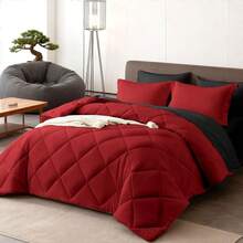 7Pcs Or 5Pcs Luxurious Comforter Set-Breathable Comforter-Ultra-Soft Fluffy Fiber Filling, Warmth For All Seasons-Quilted Comforter, Flat Sheet, Fitted Sheet, Pillowcases, Pillow Shams, Bed In A Bag, Pumpkin Color Halloween Comforter Queen Size - Random color for shipment - 查看 11