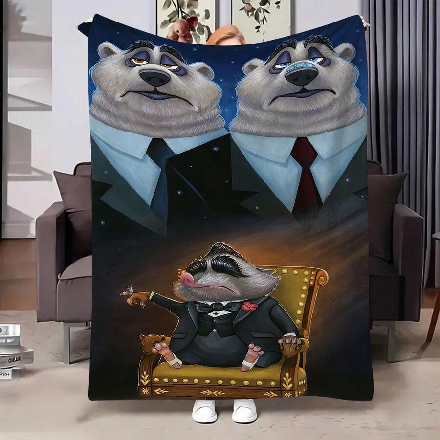 1 Piece Disney &Lt; Zootopia &Gt;   Flannel Blanket - Soft And Warm All-Season Cartoon Pattern, Judy Hopps And Nick Wilde Modern Style, Suitable For Bed, Sofa, Office, Camping, Travel, Ideal Gift For Christmas And Halloween, Disney Blanket - Phong cách - Xem 1