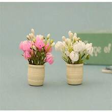 5株/3株/2株/1株迷你娃娃屋人造菊花植物，手工DIY配件，娃娃屋客厅卧室花卉装饰，微景观摄影道具 - 彩色 - 查看 6