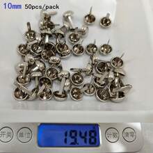 50/100个金属半球形圆形双脚铆钉，用于DIY手工制作皮革工艺包袋手提包底部保护