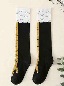 1 Pair Men's Funny Chicken Feet Printed Crew Socks - Multicolor - View 2