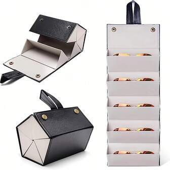 便携式可折叠眼镜盒 2/3/6格多槽眼镜收纳展示整理盒 PU皮革旅行太阳镜盒