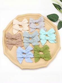 24Pcs Girls Bow Decor Hair Clip For Daily Life, Cloth Handmade Children's Bow Hair Clips, Morandi Alligator Hair Clips, Girl's Hair Accessories, Christmas Decrations, Christmas Hair - Multicolor - View 8