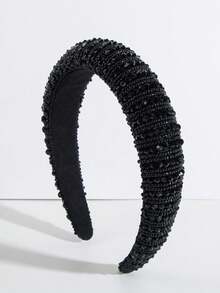 1入組女士水晶珠裝飾豪華風格的頭帶，適用於聚會約會旅行優雅的頭飾 - 黑色 - 查看 5