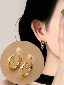 1 para modnych płaskich okrągłych miedzianych kolczyków dla kobiet, kolczyki na klipsy, eleganckie i wyszczuplające, odpowiednie do noszenia na co dzień, prezent świąteczny