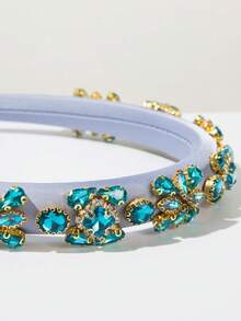 1 peça de faixa de cabelo de cetim de cor sólida com borda fina e esponja, estilo barroco retrô, luxuosa e decorada com strass, elegante para festas noturnas. Ideal para usar como tiara ou arco de cabelo.