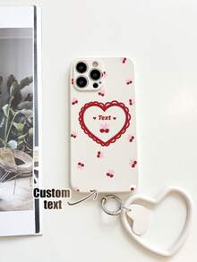 1 Stück anpassbares weißes TPU Handyhülle mit Kirsch-, Herz-Mustern & 1 Stück weißer herzförmiger Schlüsselanhänger, anpassbares Texthandy-Etui, Jahrestags-Geschenk, Valentinstags-Geschenk, Geburtstags-Geschenk, Hochzeits-Geschenk, Muttertags-Geschenk, Vatertags-Geschenk, Geschenk für beste Freunde, Geschenk für Mutter/Vater, Geschenk für Freund/Freundin, geeignet für Apple/passend/Schlüsselanhänger/Spaß/Android/Handyhüllen